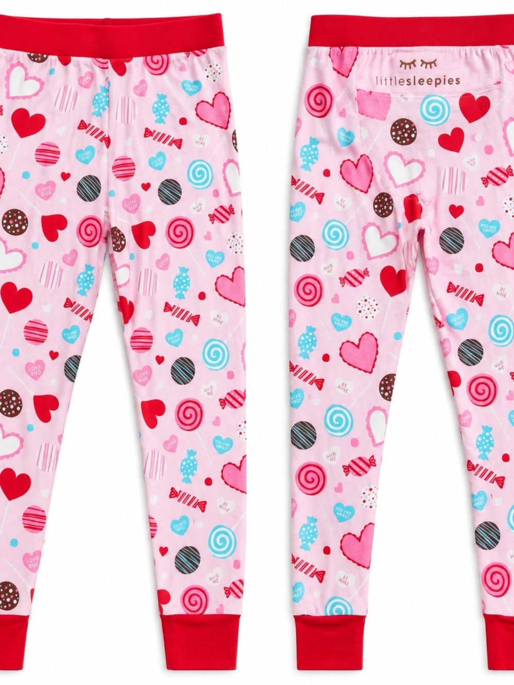 Little Sleepies Kids 5/6 Valentine Candy Pajama Leggings Sweetcore Holiday Cozy